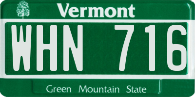 VT license plate WHN716