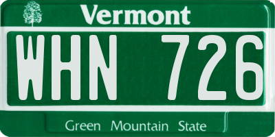 VT license plate WHN726