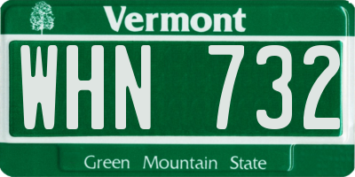 VT license plate WHN732