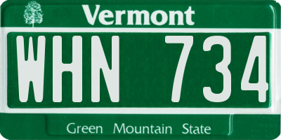 VT license plate WHN734