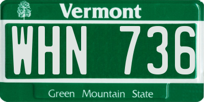 VT license plate WHN736