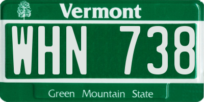 VT license plate WHN738