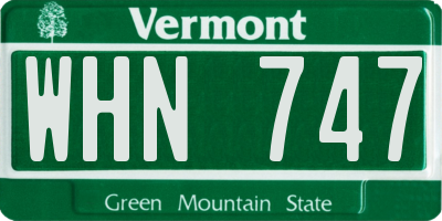 VT license plate WHN747