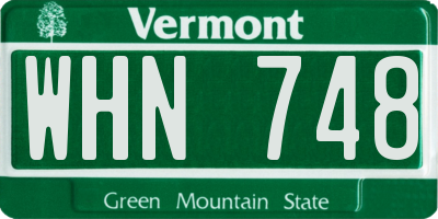 VT license plate WHN748