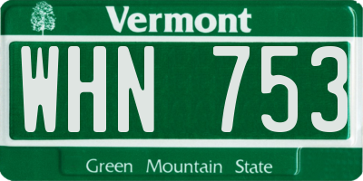 VT license plate WHN753