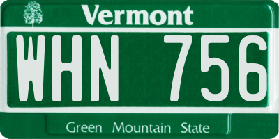 VT license plate WHN756