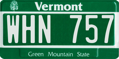 VT license plate WHN757