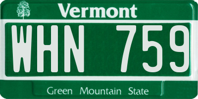 VT license plate WHN759