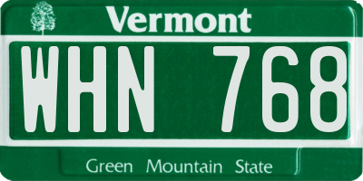 VT license plate WHN768