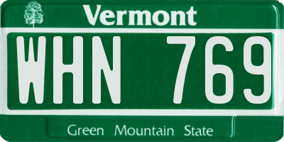 VT license plate WHN769