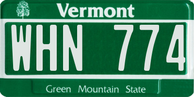 VT license plate WHN774