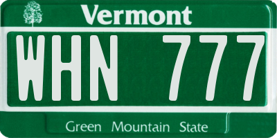 VT license plate WHN777