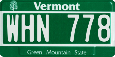 VT license plate WHN778
