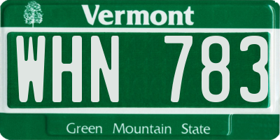 VT license plate WHN783