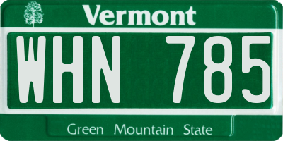 VT license plate WHN785