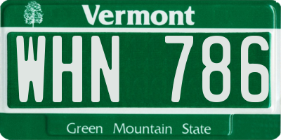VT license plate WHN786