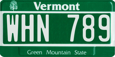VT license plate WHN789