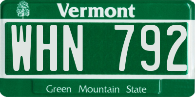 VT license plate WHN792