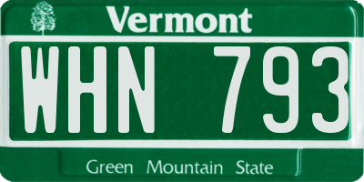 VT license plate WHN793