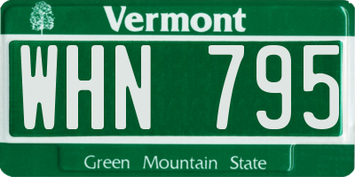VT license plate WHN795
