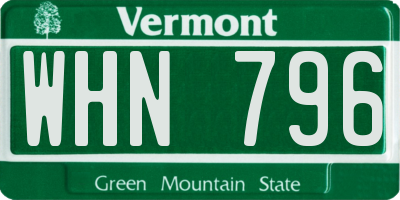 VT license plate WHN796