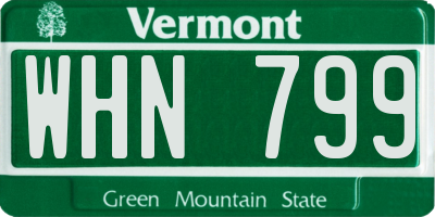 VT license plate WHN799