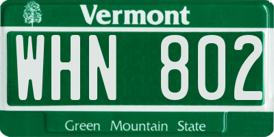 VT license plate WHN802