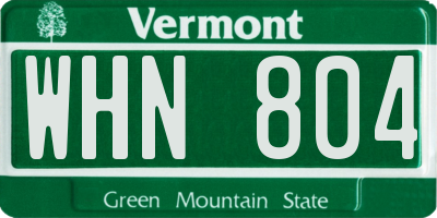 VT license plate WHN804