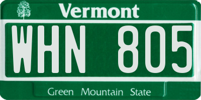 VT license plate WHN805