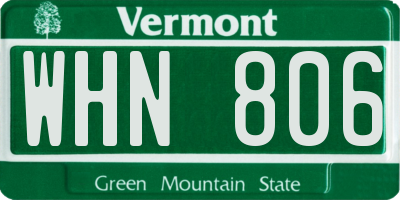 VT license plate WHN806