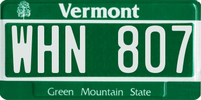 VT license plate WHN807