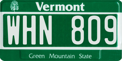 VT license plate WHN809