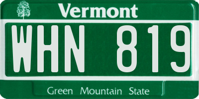 VT license plate WHN819