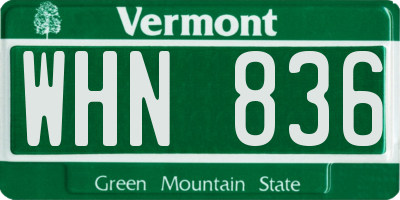 VT license plate WHN836
