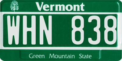 VT license plate WHN838