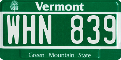 VT license plate WHN839