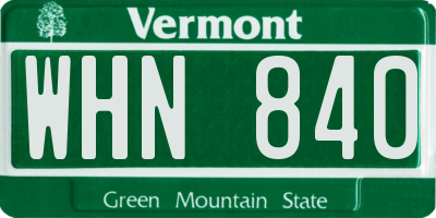 VT license plate WHN840