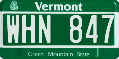 VT license plate WHN847