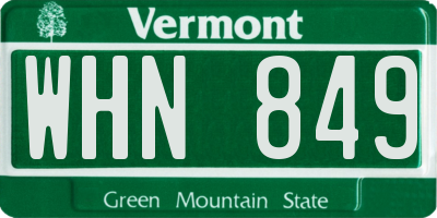 VT license plate WHN849