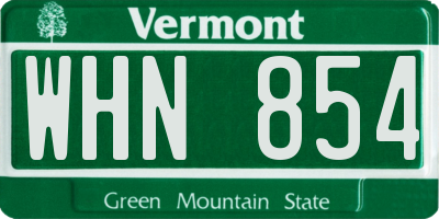VT license plate WHN854