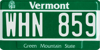 VT license plate WHN859