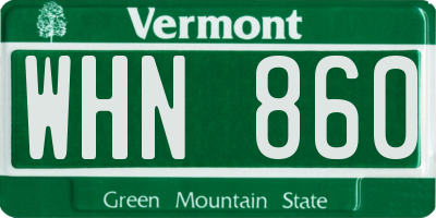 VT license plate WHN860