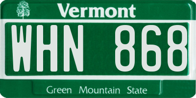 VT license plate WHN868