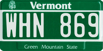 VT license plate WHN869