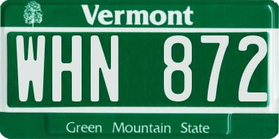 VT license plate WHN872