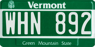 VT license plate WHN892