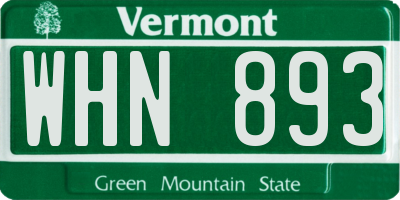 VT license plate WHN893