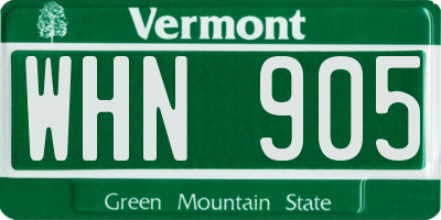 VT license plate WHN905