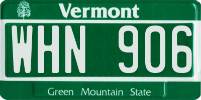 VT license plate WHN906
