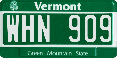 VT license plate WHN909